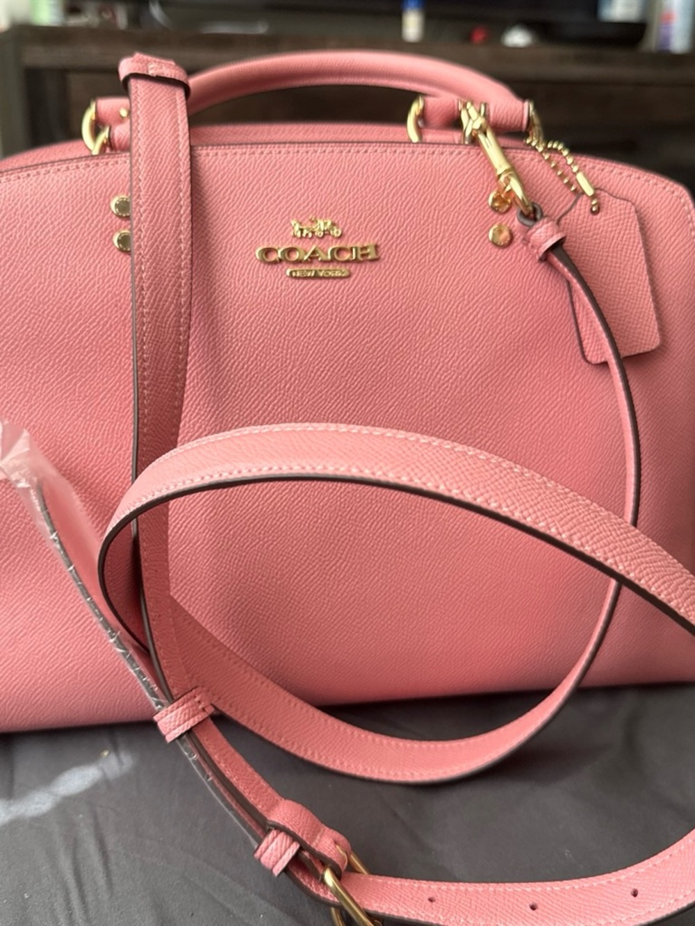COACH Pink Leather Dome Satchel with Detachable Strap